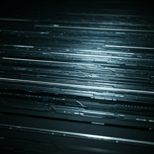 A clean and artistic representation of data flow streams. Glowing white and blue lines traverse a glass-like surface, creating a sense of movement and precision. High-tech but approachable aesthetic.